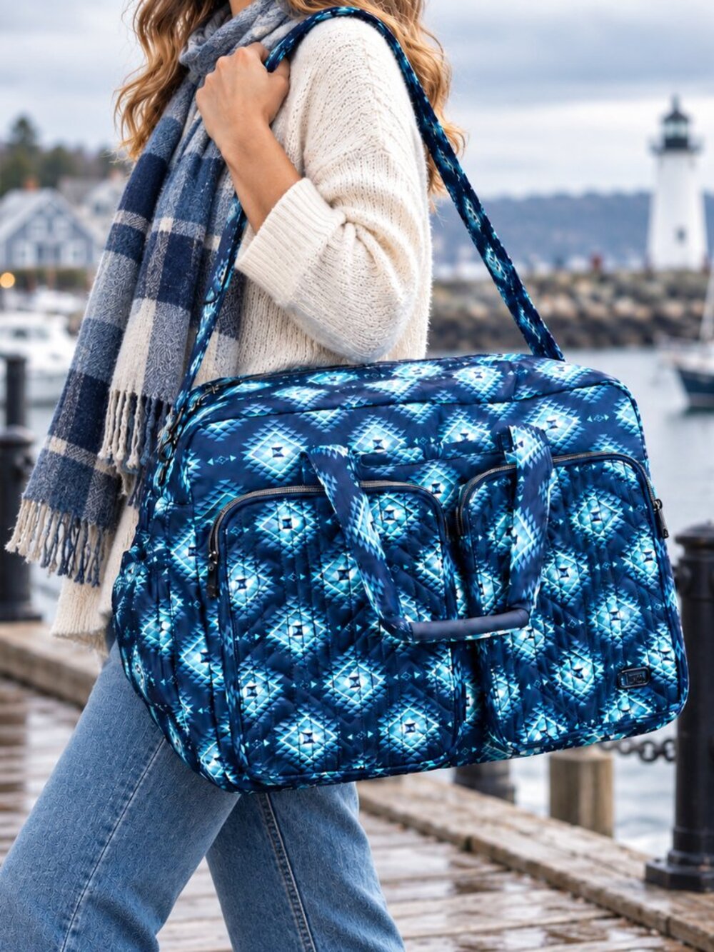 NEW ❤️ Lug Guild Collection Drifter Crystal Honeycomb Blue Duffel